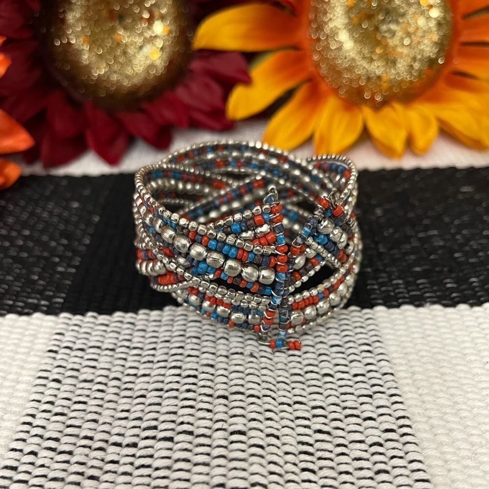 Beaded Cuff Bracelet Handmade - Picture 2 of 6
